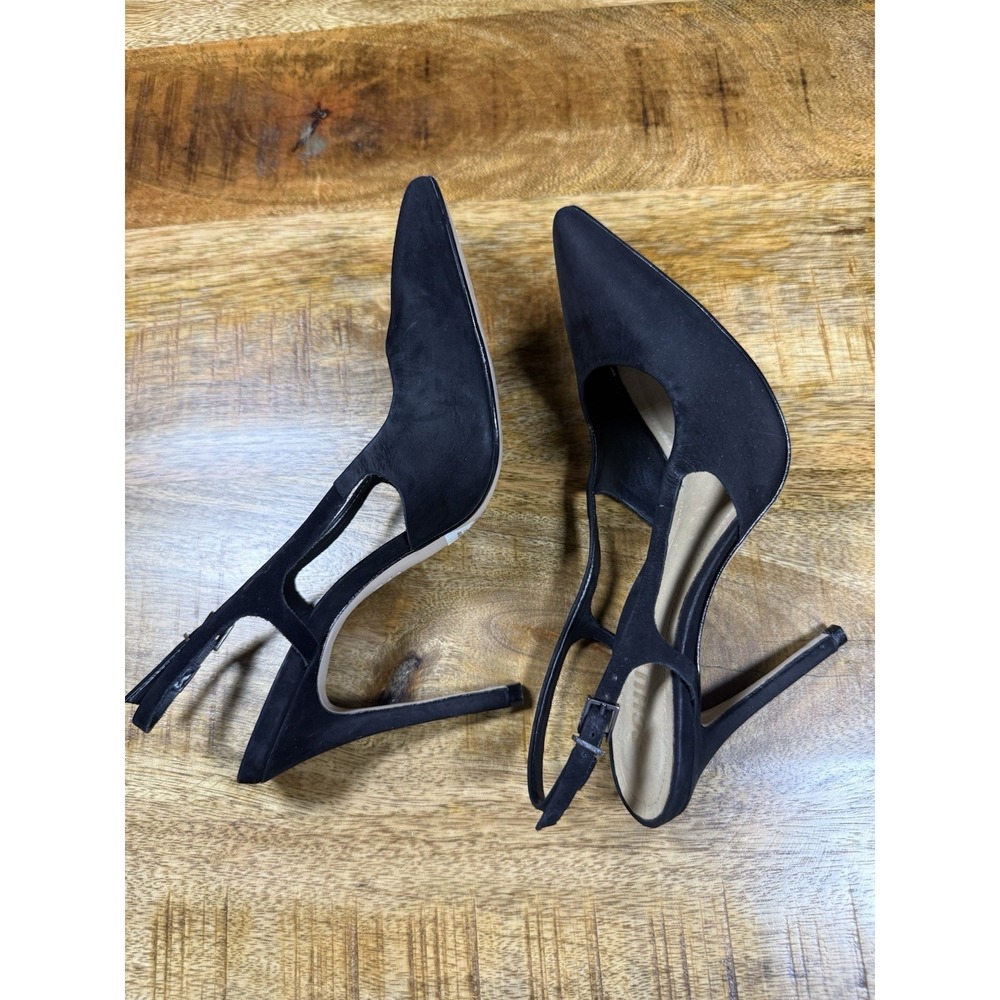 Schutz Boris Black Slingback High Heels Nubuck Leather/Suede 6.5 - Picture 7 of 9